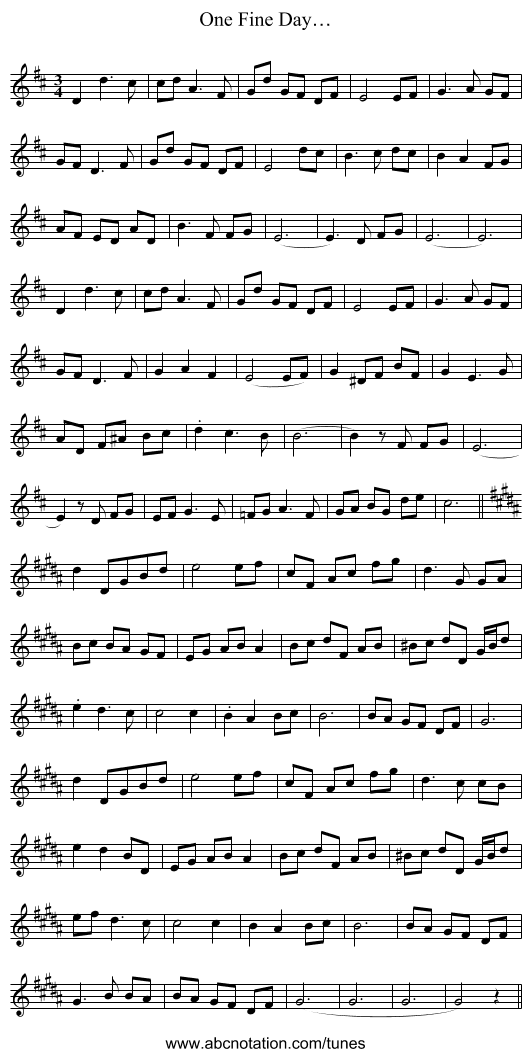 One Fine Day… - staff notation