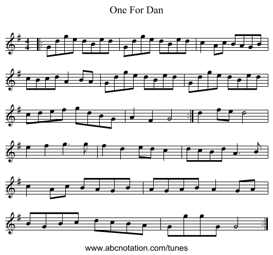 One For Dan - staff notation