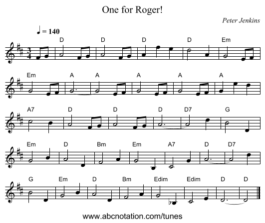 One for Roger! - staff notation