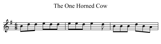 One Horned Cow, The  - staff notation