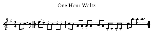 One Hour Waltz - staff notation