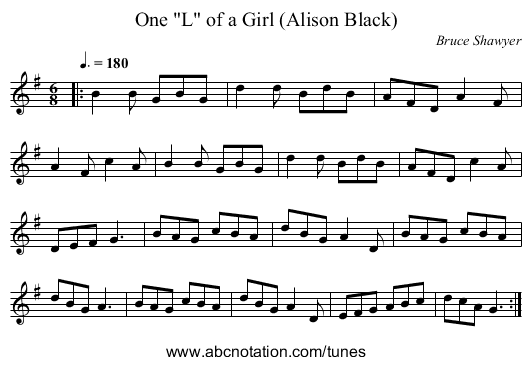 One L of a Girl (Alison Black) - staff notation