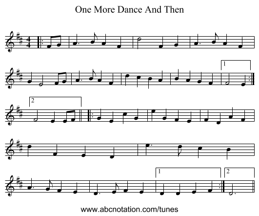 One More Dance And Then - staff notation
