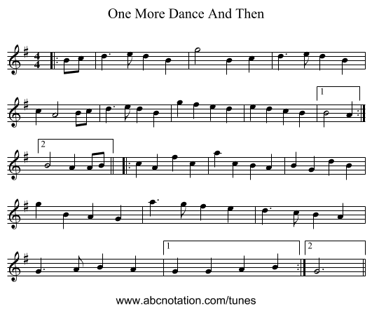 One More Dance And Then - staff notation