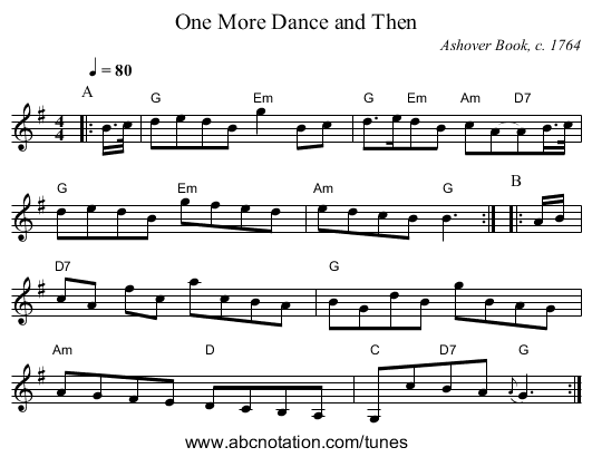 One More Dance and Then - staff notation