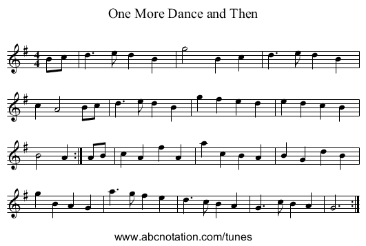 One More Dance and Then - staff notation