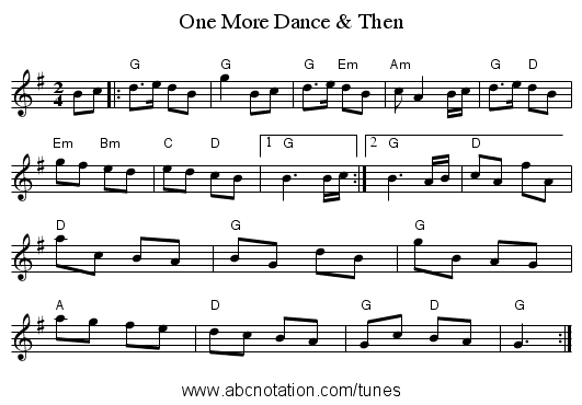 One More Dance & Then - staff notation