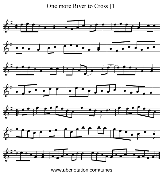 One more River to Cross [1] - staff notation