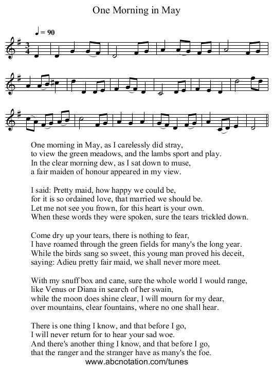 One Morning in May - staff notation