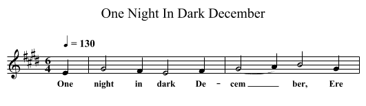 One Night In Dark December - staff notation