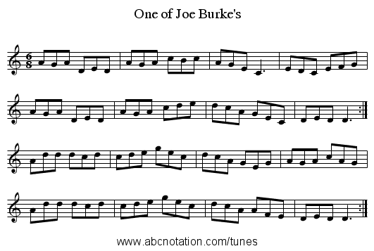 One of Joe Burke's - staff notation