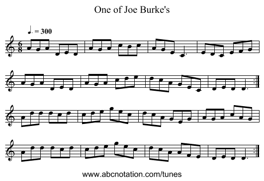 One of Joe Burke's - staff notation