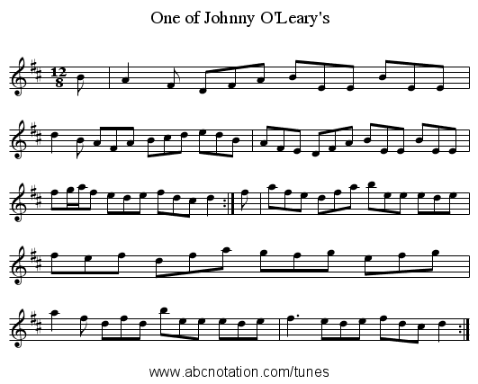 One of Johnny O'Leary's - staff notation