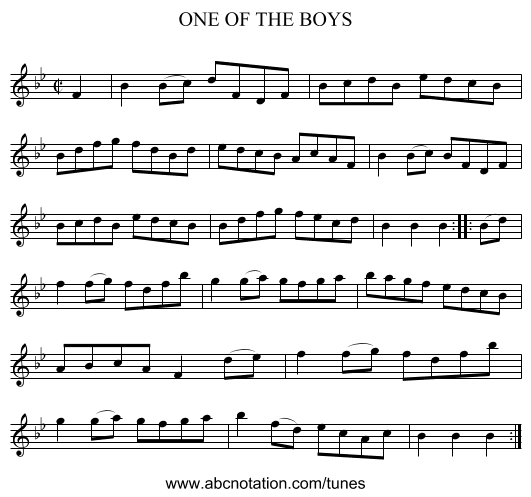 ONE OF THE BOYS - staff notation
