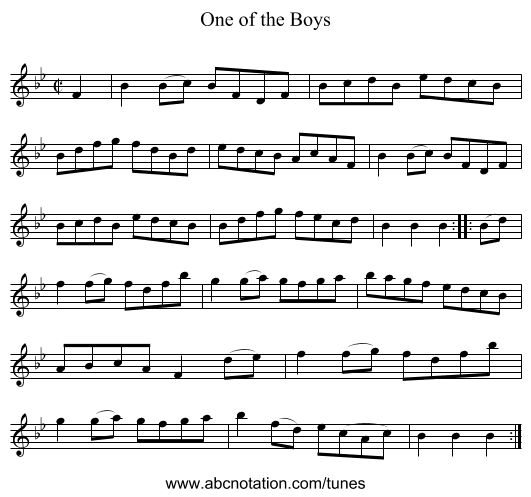 One of the Boys - staff notation