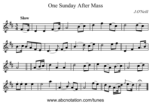 One Sunday After Mass - staff notation