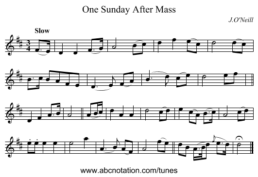 One Sunday After Mass - staff notation