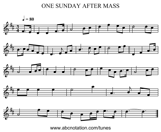 ONE SUNDAY AFTER MASS - staff notation