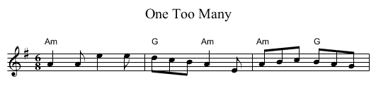 One Too Many - staff notation