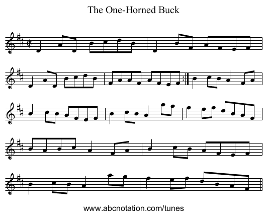 One-Horned Buck, The - staff notation