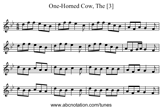 One-Horned Cow, The [3] - staff notation