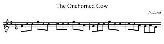 Onehorned Cow, The  - staff notation