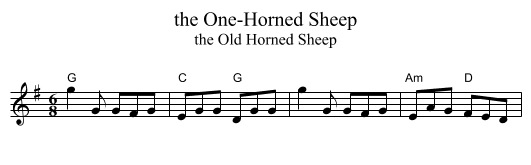 One-Horned Sheep, the  - staff notation