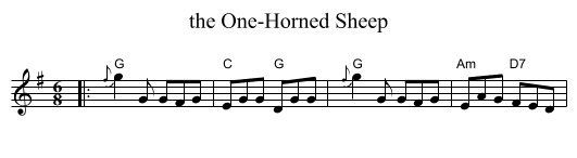 One-Horned Sheep, the  - staff notation