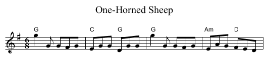 One-Horned Sheep - staff notation