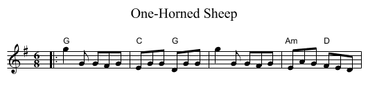 One-Horned Sheep - staff notation