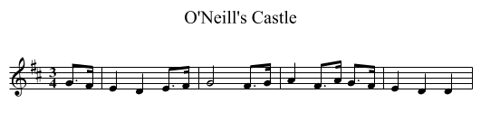 O'Neill's Castle - staff notation