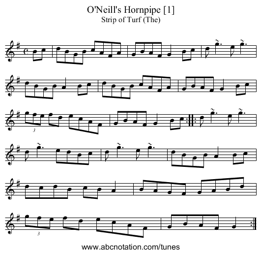 O'Neill's Hornpipe [1] - staff notation