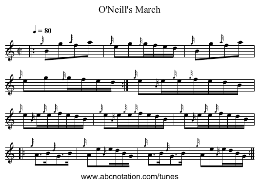 O'Neill's March - staff notation