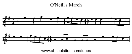 O'Neill's March - staff notation