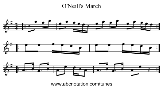 O'Neill's March - staff notation