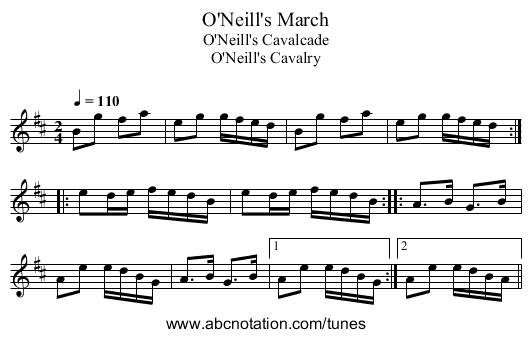 O'Neill's March - staff notation