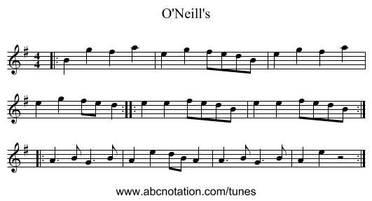 O'Neill's - staff notation