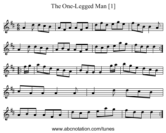 One-Legged Man [1], The - staff notation