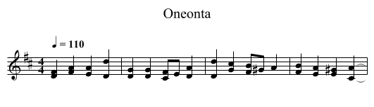 Oneonta - staff notation