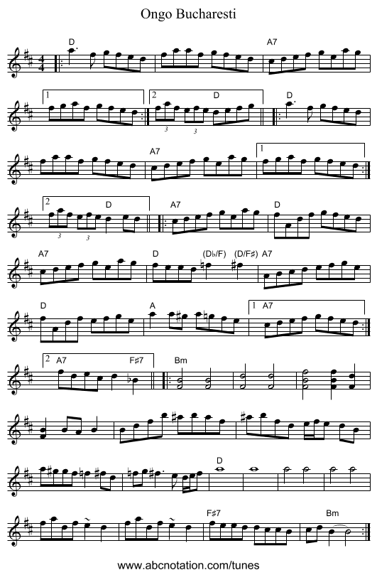 Ongo Bucharesti - staff notation