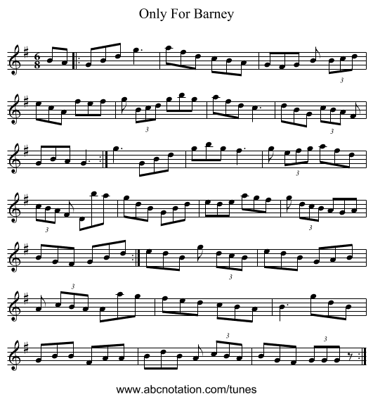 Only For Barney - staff notation