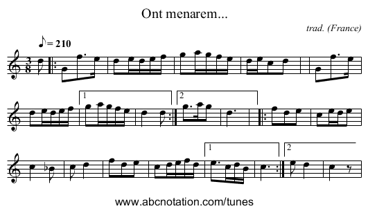 Ont menarem... - staff notation