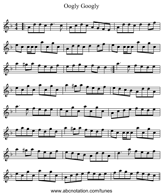 Oogly Googly - staff notation