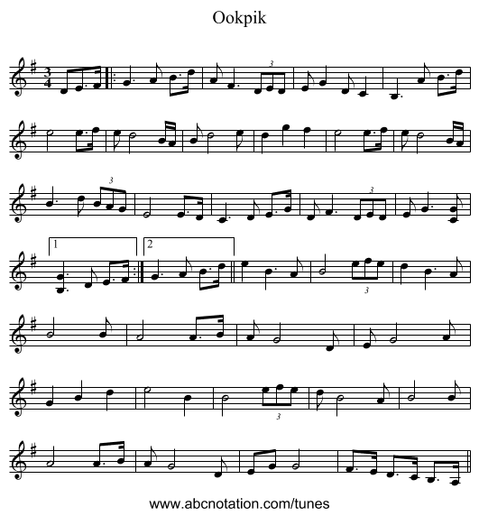 Ookpik - staff notation