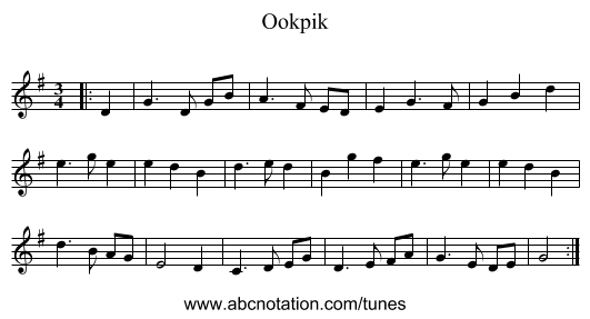 Ookpik - staff notation