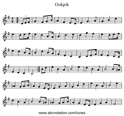 Ookpik - staff notation