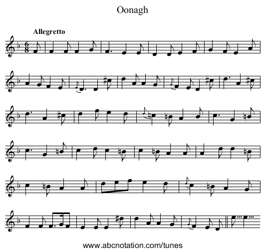 Oonagh - staff notation