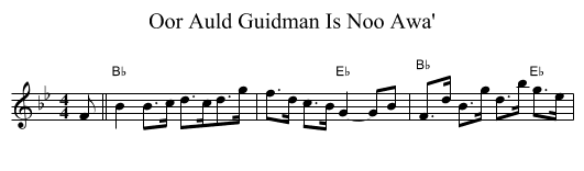 Oor Auld Guidman Is Noo Awa' - staff notation