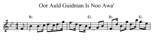 Oor Auld Guidman Is Noo Awa' - staff notation
