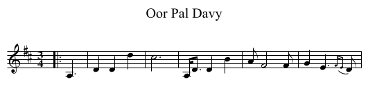 Oor Pal Davy - staff notation